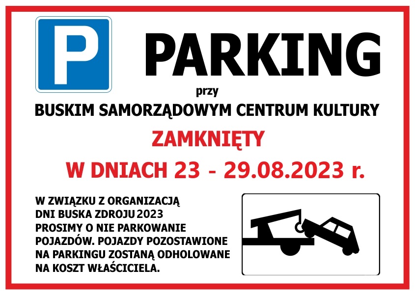 grafika informująca o zamknięciu parkingu