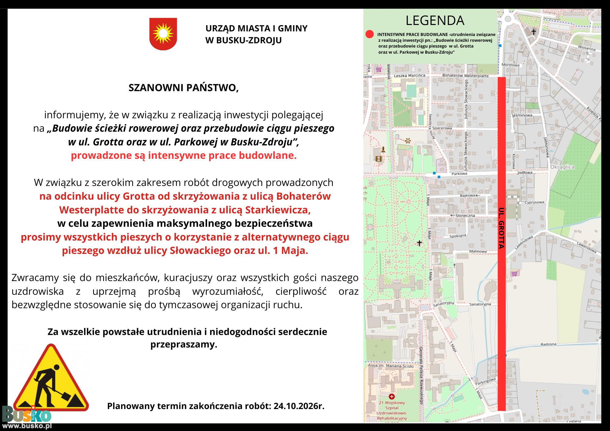 Informacja utrudnienia