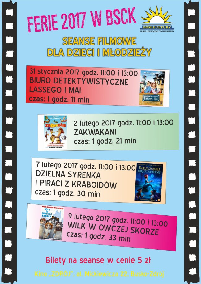 Ferie z Kulturą - dodatkowe seanse bajek o godzinie 13:00