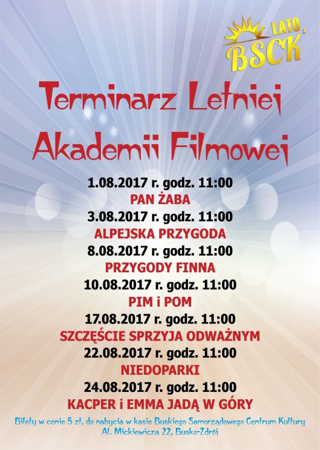 Terminarz Letniej Akademii Filmowej