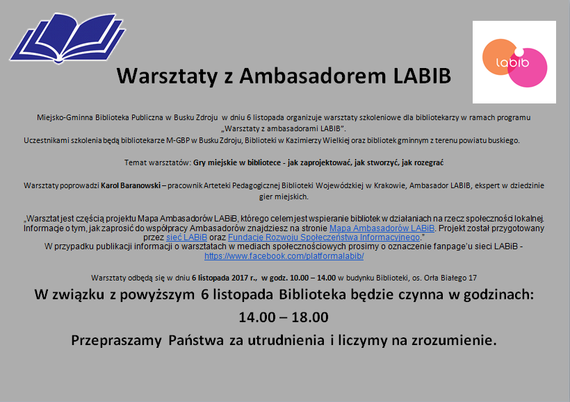 Warsztaty: Gry miejskie w bibliotece - jak zaprojektować, jak stworzyć, jak rozegrać.