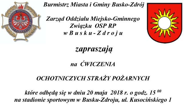 Zapraszamy na ćwiczenia Ochotniczych Straży Pożarnych