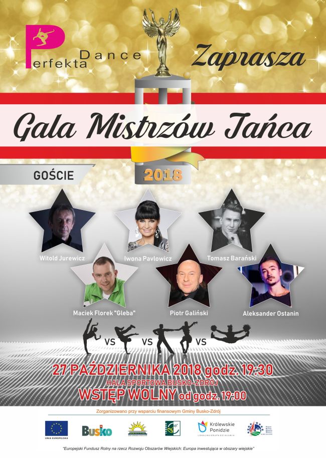 Zapraszamy na „Galę Mistrzów Tańca”, która odbędzie się 27 października w Powiatowym Międzyszkolnym Ośrodku Sportowym w Busku-Zdroju.