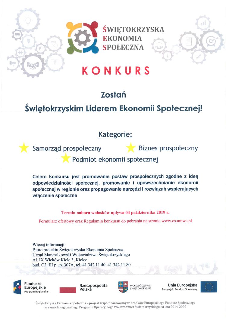 KONKURS zostań Świętokrzyskim Liderem Ekonomii Społecznej!