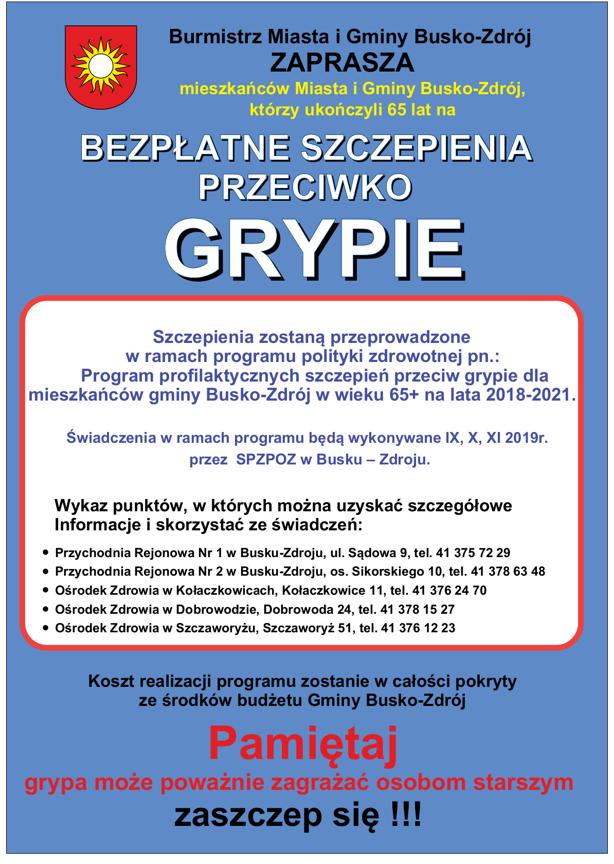 Bezpłatne szczepienia przeciwko grypie