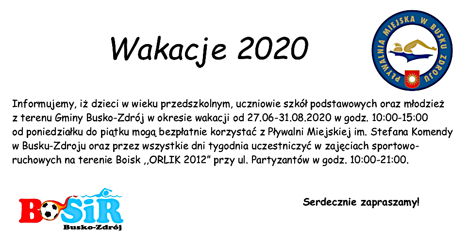 Wakacje z Pływalną Miejską w Busku-Zdroju