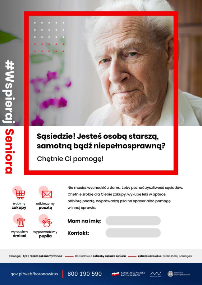 Bądźmy solidarni, odpowiedzialni i troszczmy się o naszych seniorów!