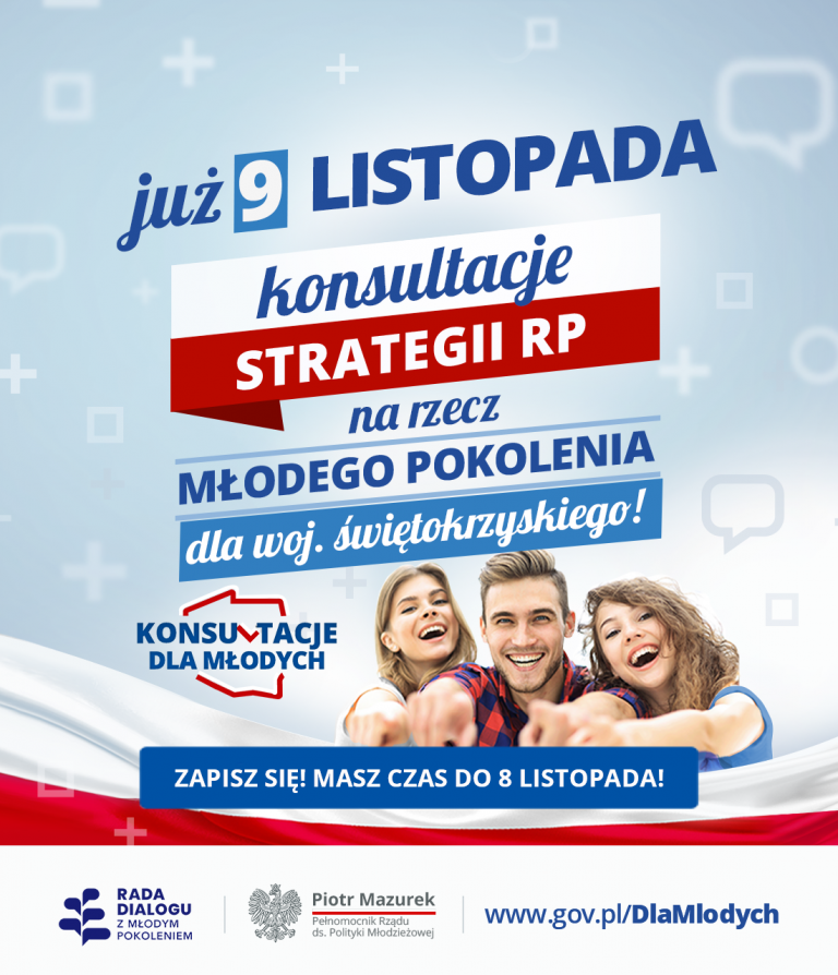 Trwają zapisy na konsultacje STRATEGII RP na rzecz MŁODEGO POKOLENIA 