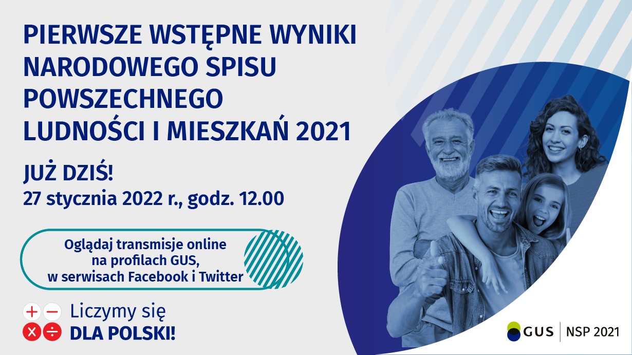 Grafika promująca konferencję poświęconą ogłoszeniu wyników Narodowego Spisu Powszechnego 2021