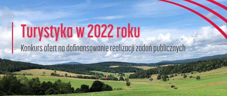 Grafika informuje o konkursie na realizację zadań publicznych w obszarze turystyki na rok 2022 