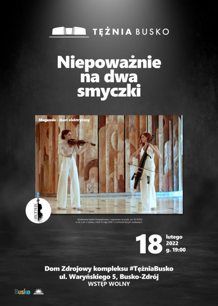 Plakat promujący koncert Niepoważnie na dwa smyczki