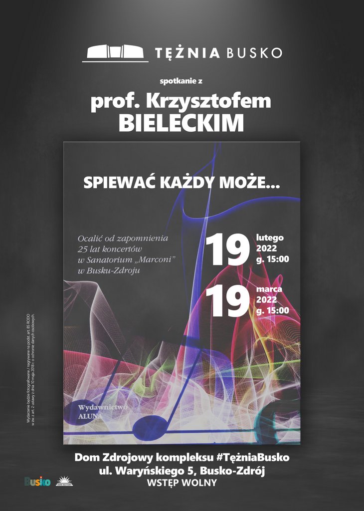 Plakat promujący spotkanie z Krzysztofem Bieleckim