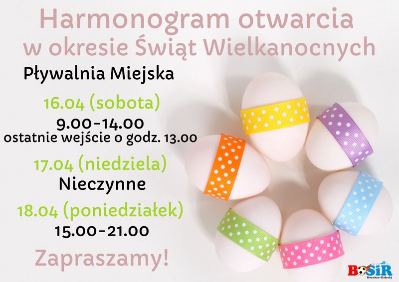 Grafika z godzinami otwarcia pływalni