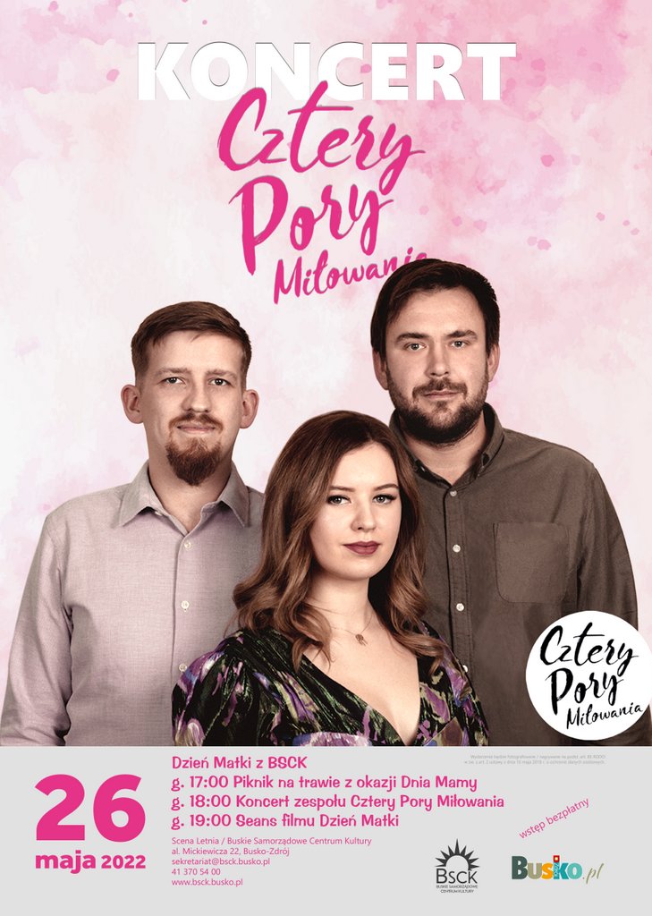 plakat na koncert cztery pory milowania 