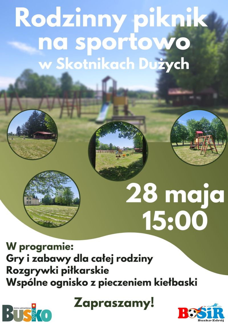 Plakat promujący piknik w Skotnikach