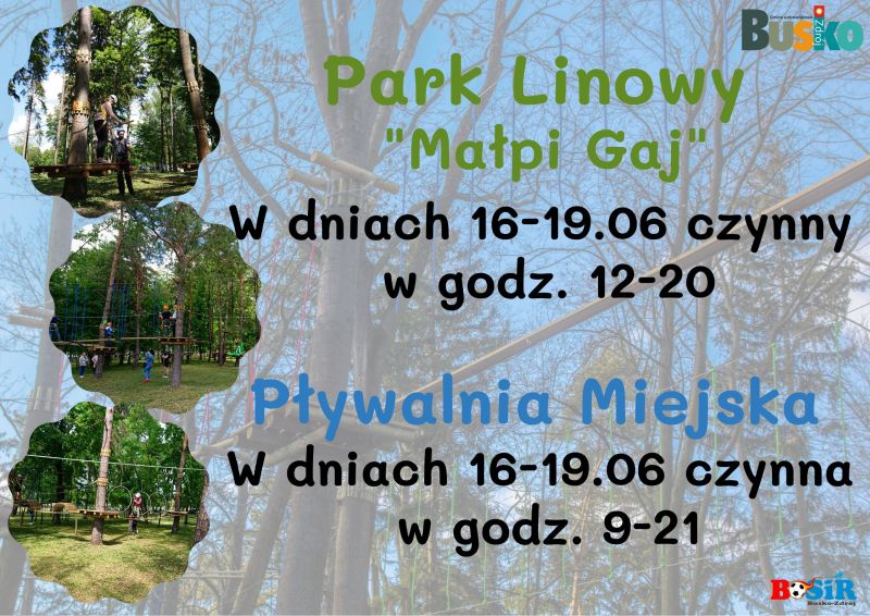 plakat promujący Park Linowy Małpi Gaj