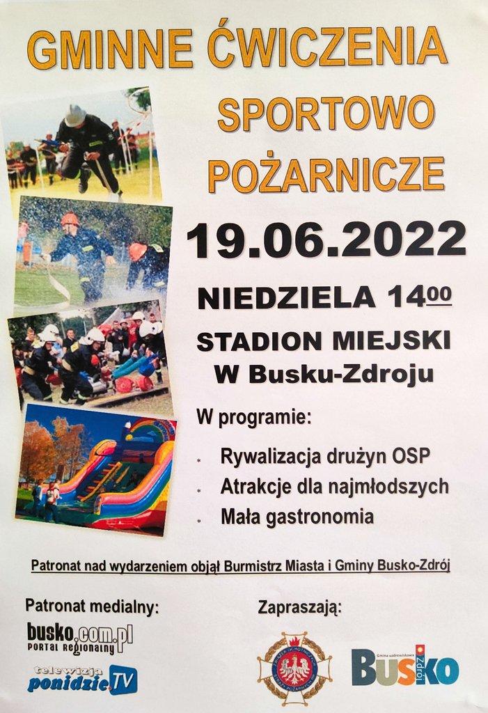 plakat promujący gminne ćwiczenia strażackie