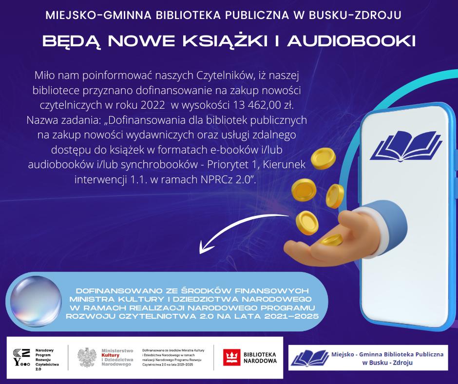 grafika informująca o dofinansowaniu dla biblioteki w Busku-Zdroju