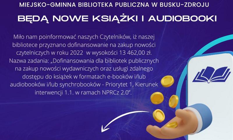 grafika informująca o dofinansowaniu dla biblioteki w Busku-Zdroju