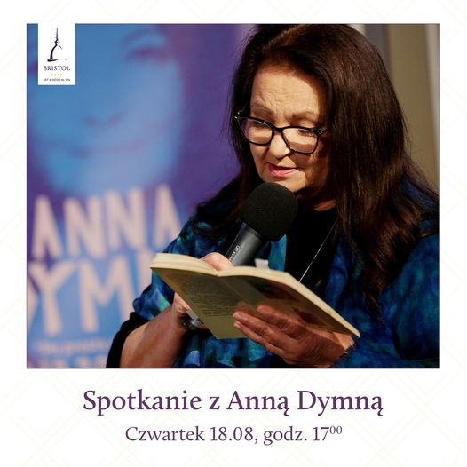 Grafika promująca spotkanie z aktorka Anną Dymną
