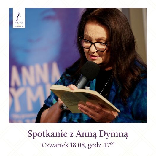 Grafika promująca spotkanie z aktorka Anną Dymną