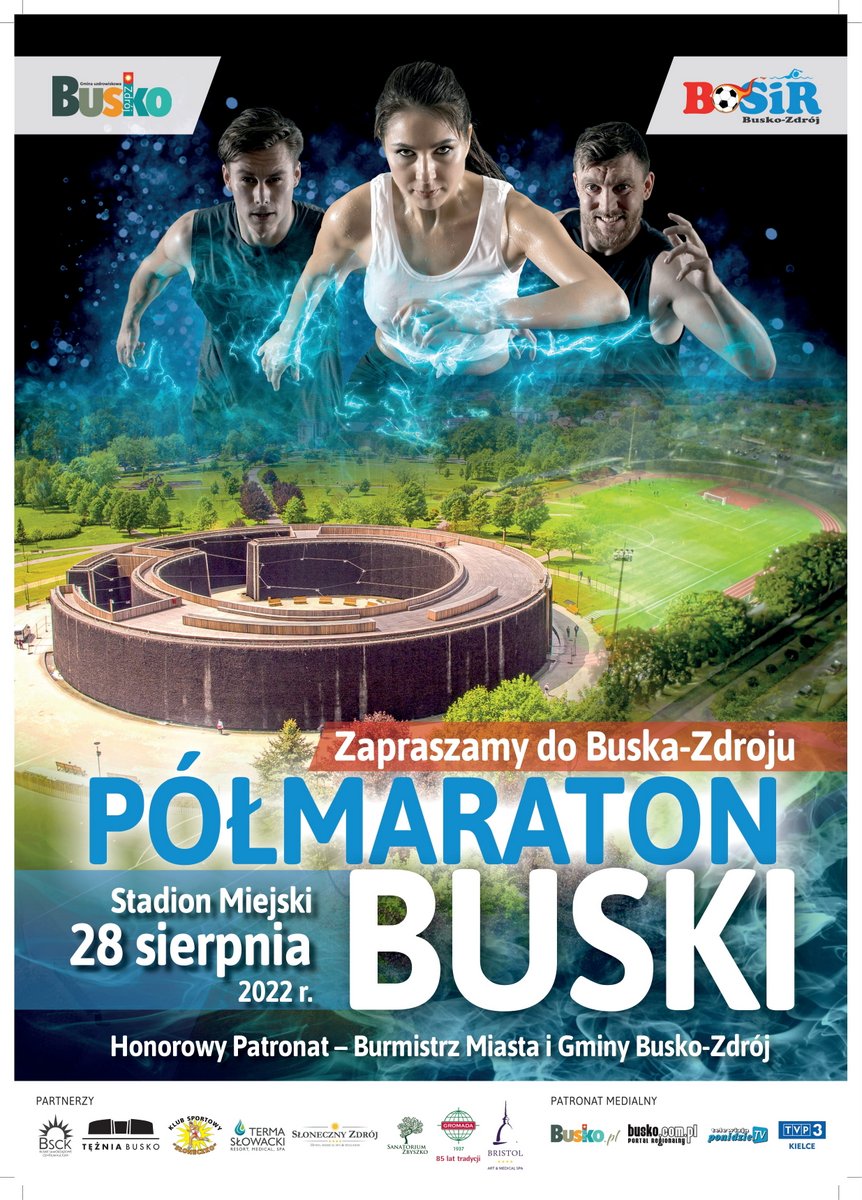 plakat promujący półmaraton buski