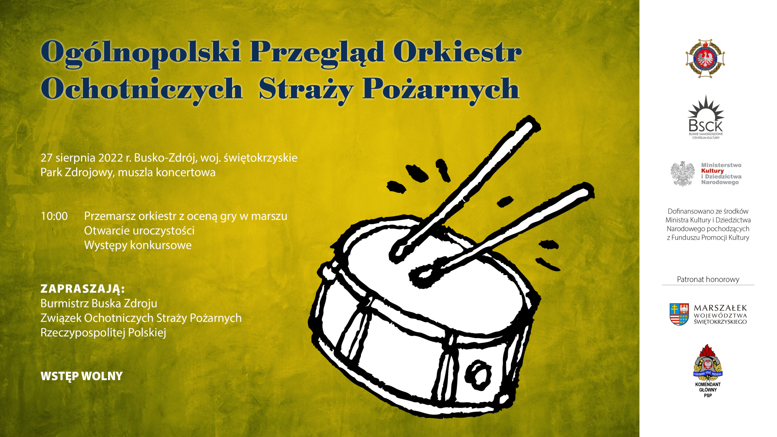 plakat promujacy przeglad orkiestr 2022 w Busku Zdroju 