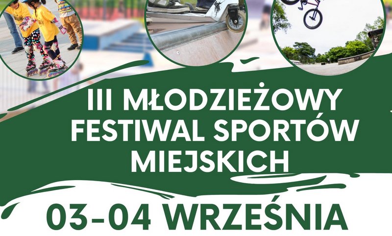 grafika promujaca młodzieżowy festiwal sportów miejskich