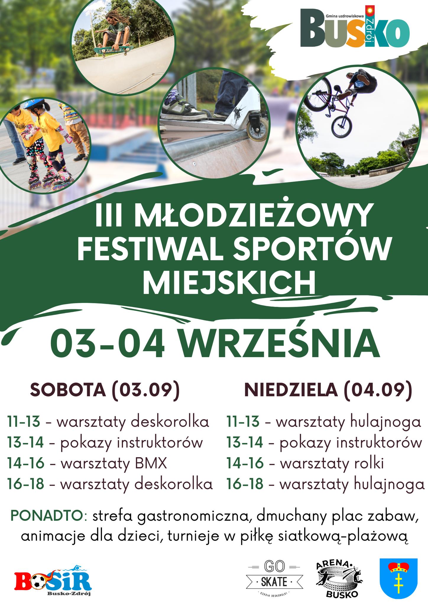 grafika promujaca młodzieżowy festiwal sportów miejskich