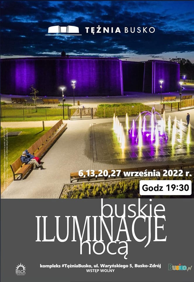 plakat promujący buskie iluminacje we wrzesniu