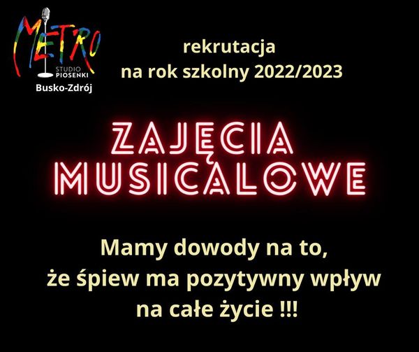 grafika promujaca zajęcia musicalowe