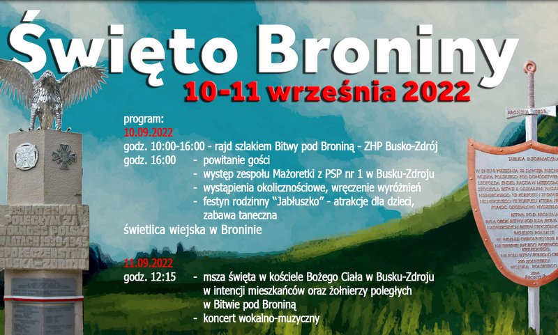 plakat promujący ŚWIĘTO BRONINY 2022 