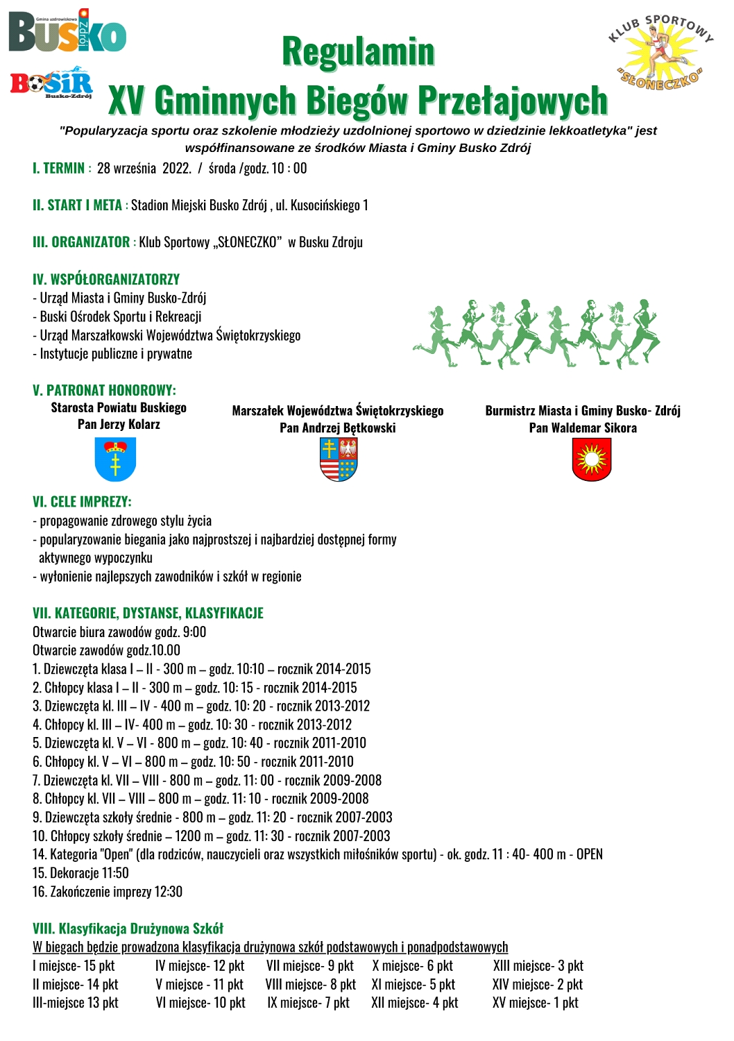 regulamin biegów przełajowych