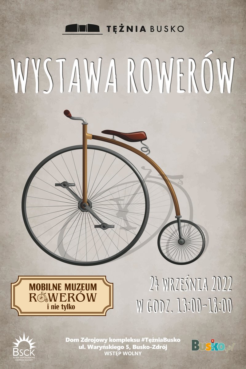 grafika promująca mobilne muzeum rowerów