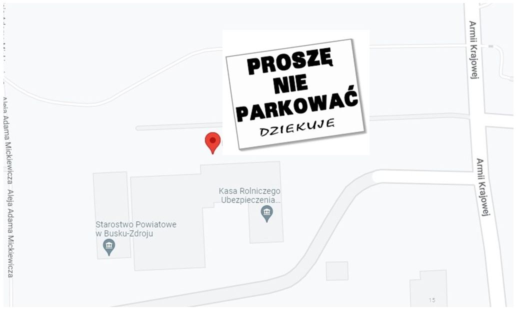 mapka parkingu przy Starostwie Powiatowym w Busku-Zdroju