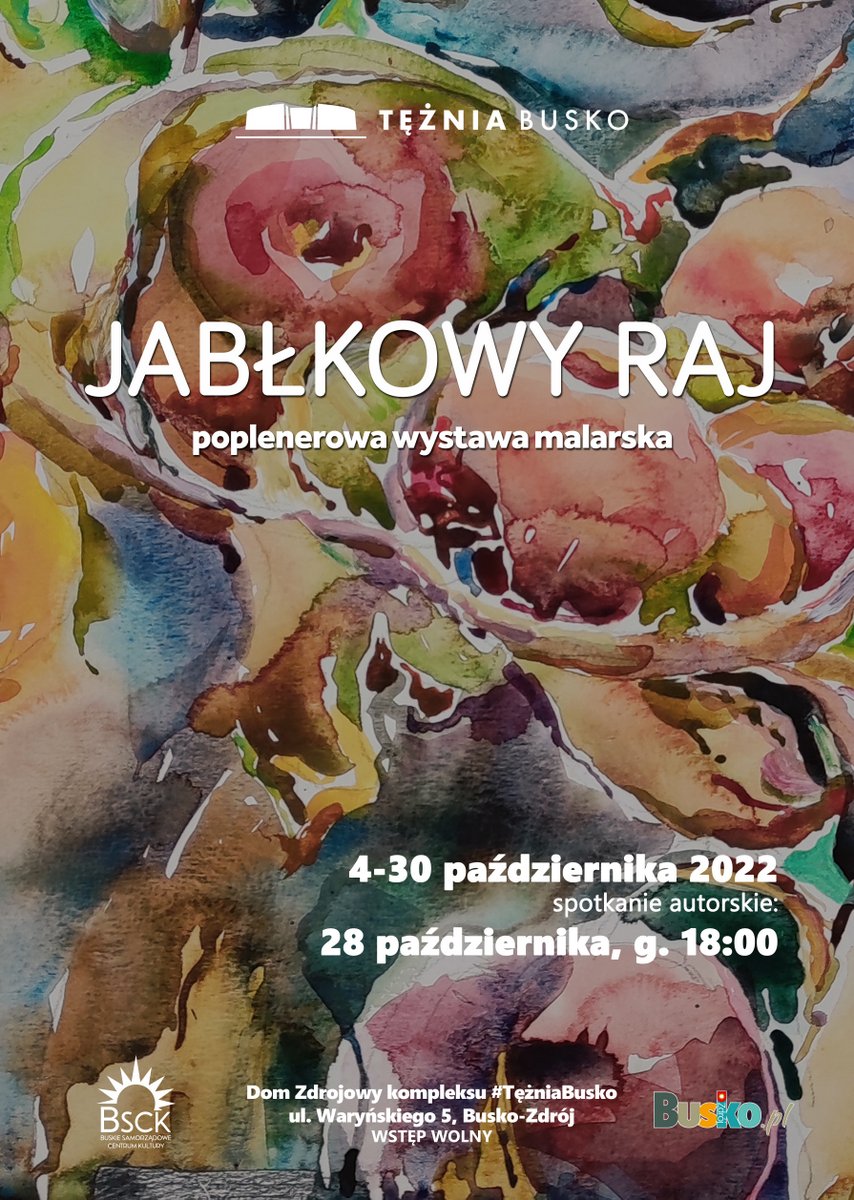 grafika promująca wystawę malarstwa "Jablkowy raj"