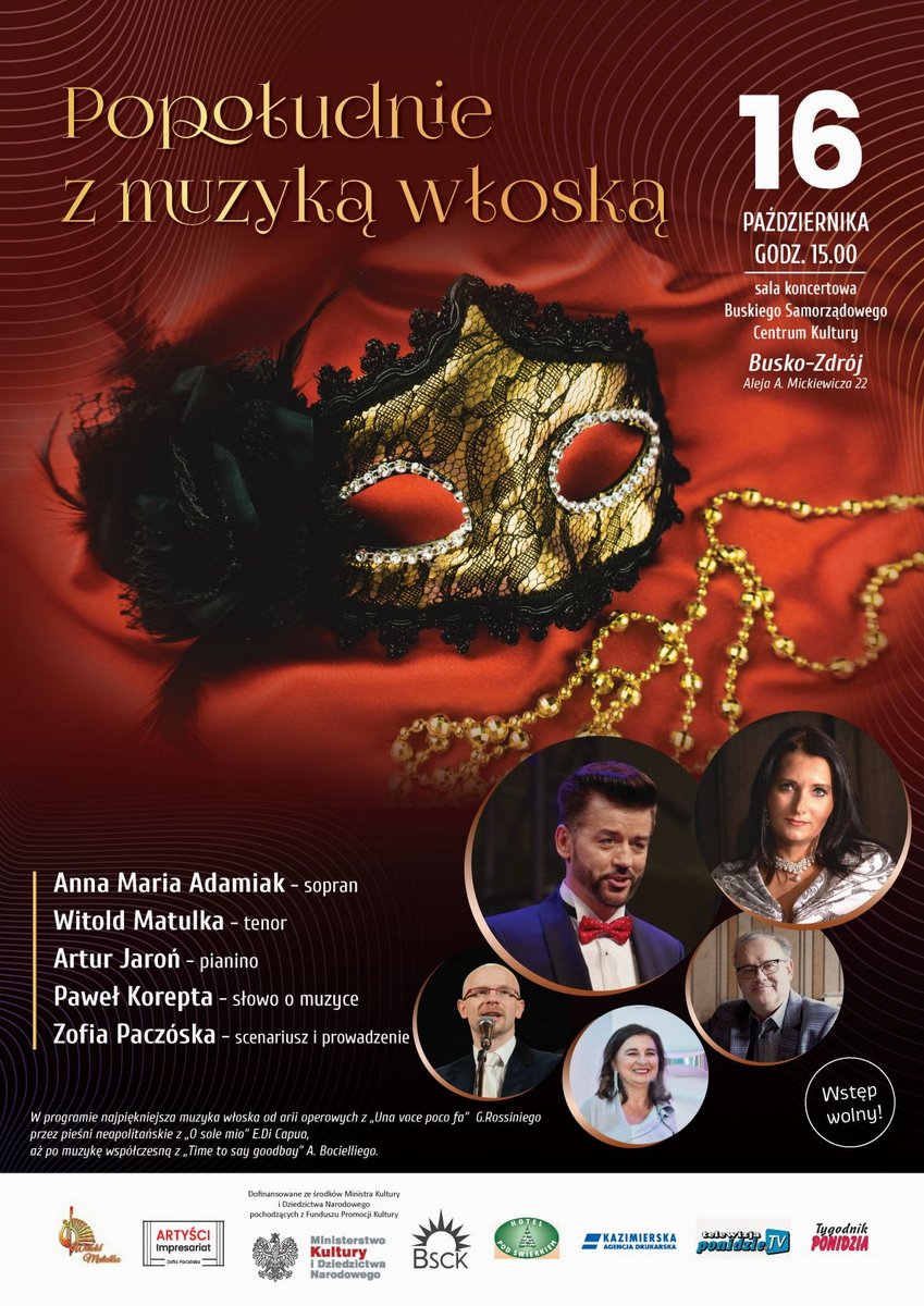 grafika promująca koncert Popołudnie z muzyka włoską