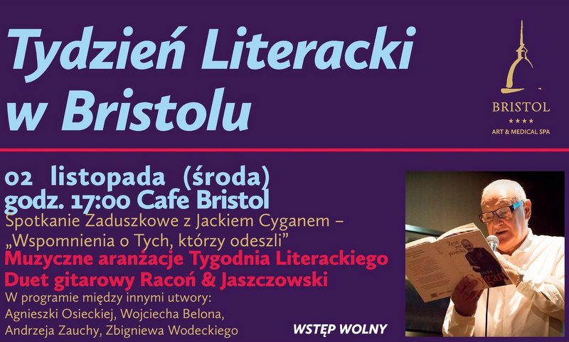 grafika promujaca Tydzień Literacki w hotelu Bristol