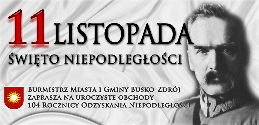 grafika informująca o obchodach święta 11 listopada w Busku-Zdroju