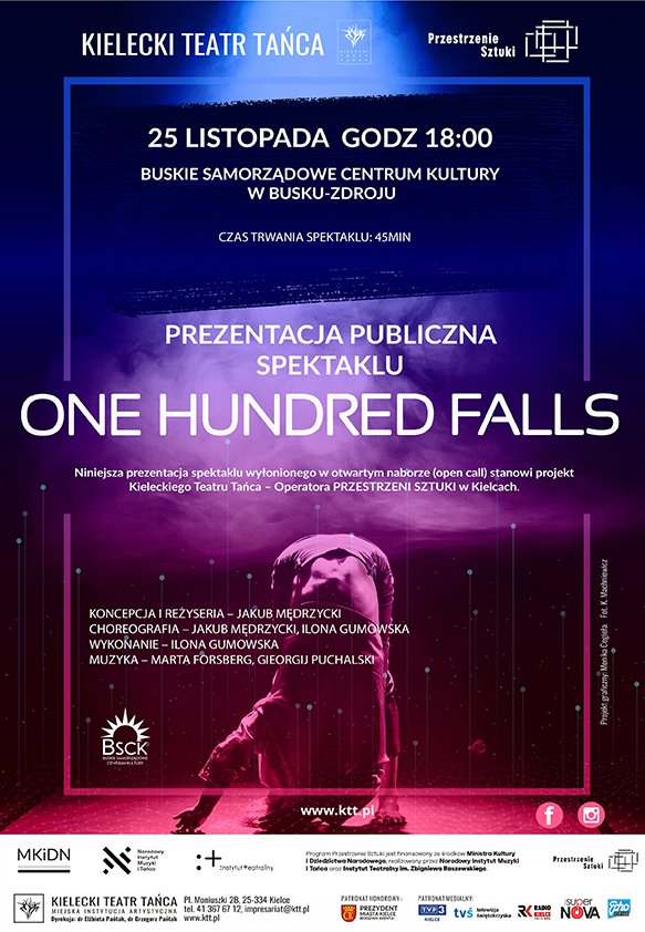 grafika promująca spektakl ONE HUNDRED FALLS