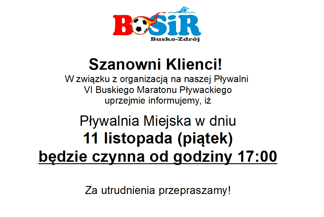 grafika informująca o godzinach otwarcia pływalni