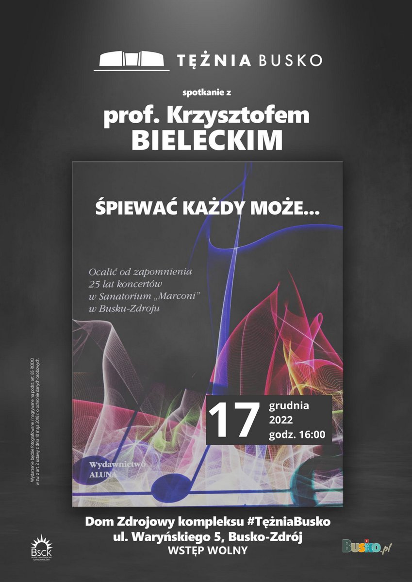 Plakat promujący spotkanie z Krzysztofem Bieleckim