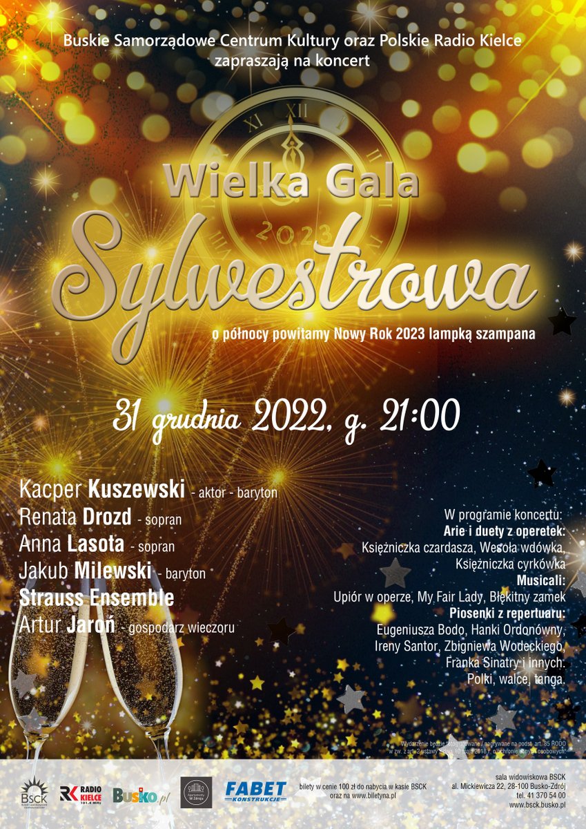 plakat promujący Wielką Galę Sylwestrową