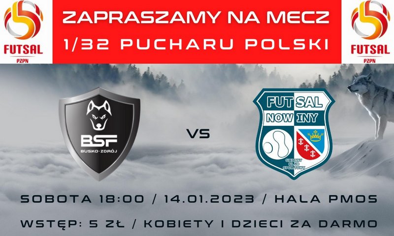 grafika promująca mecz bsf futsal nowiny