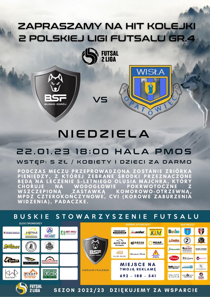 grafika promująca mecz futsalowy