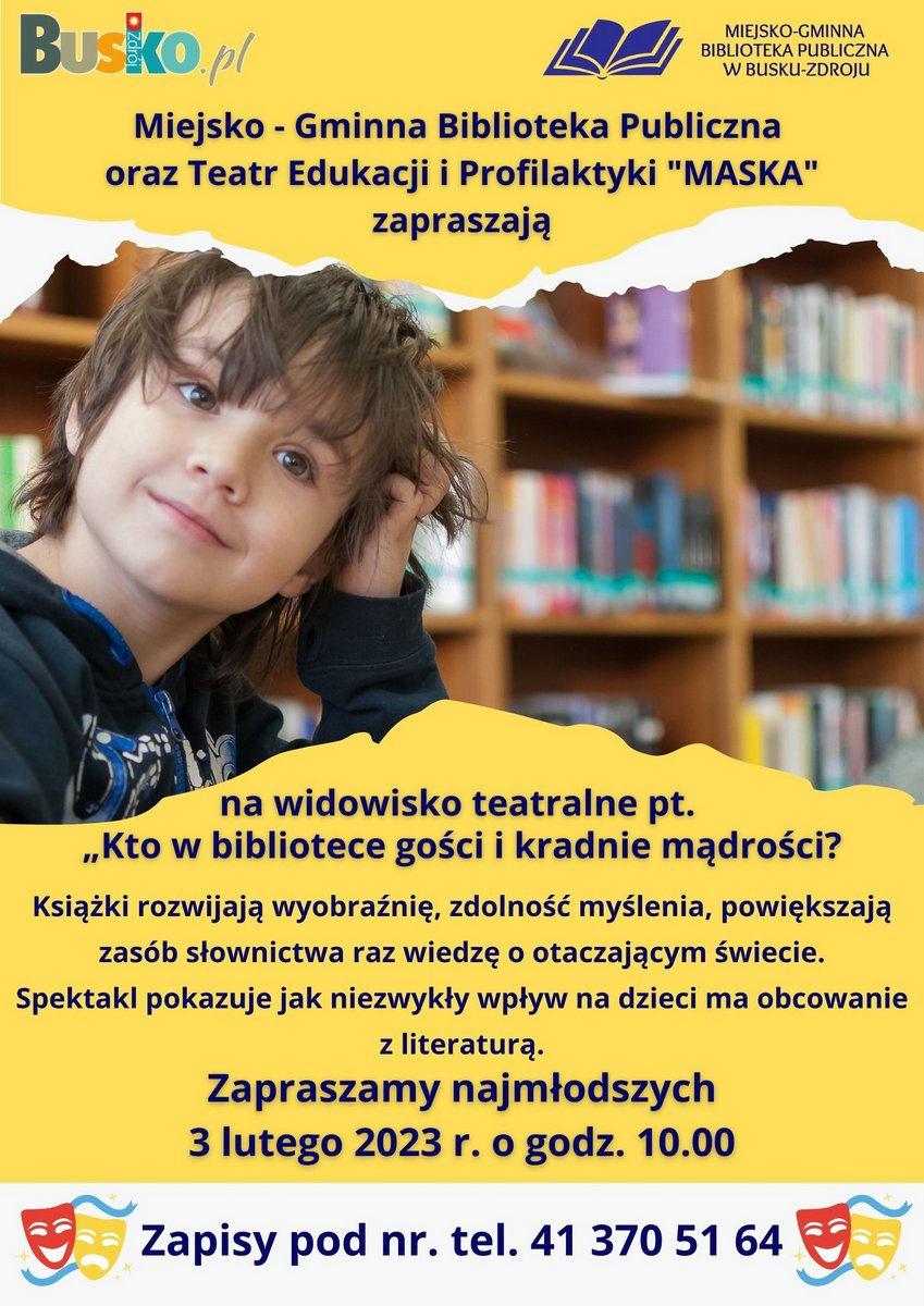 plakat promujący spektakl dla dzieci w bibliotece