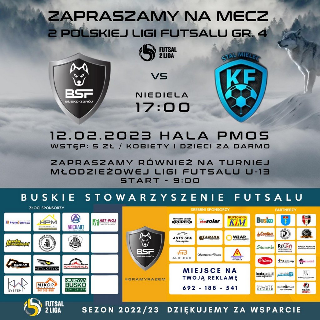 grafika promująca mecz futsalowy