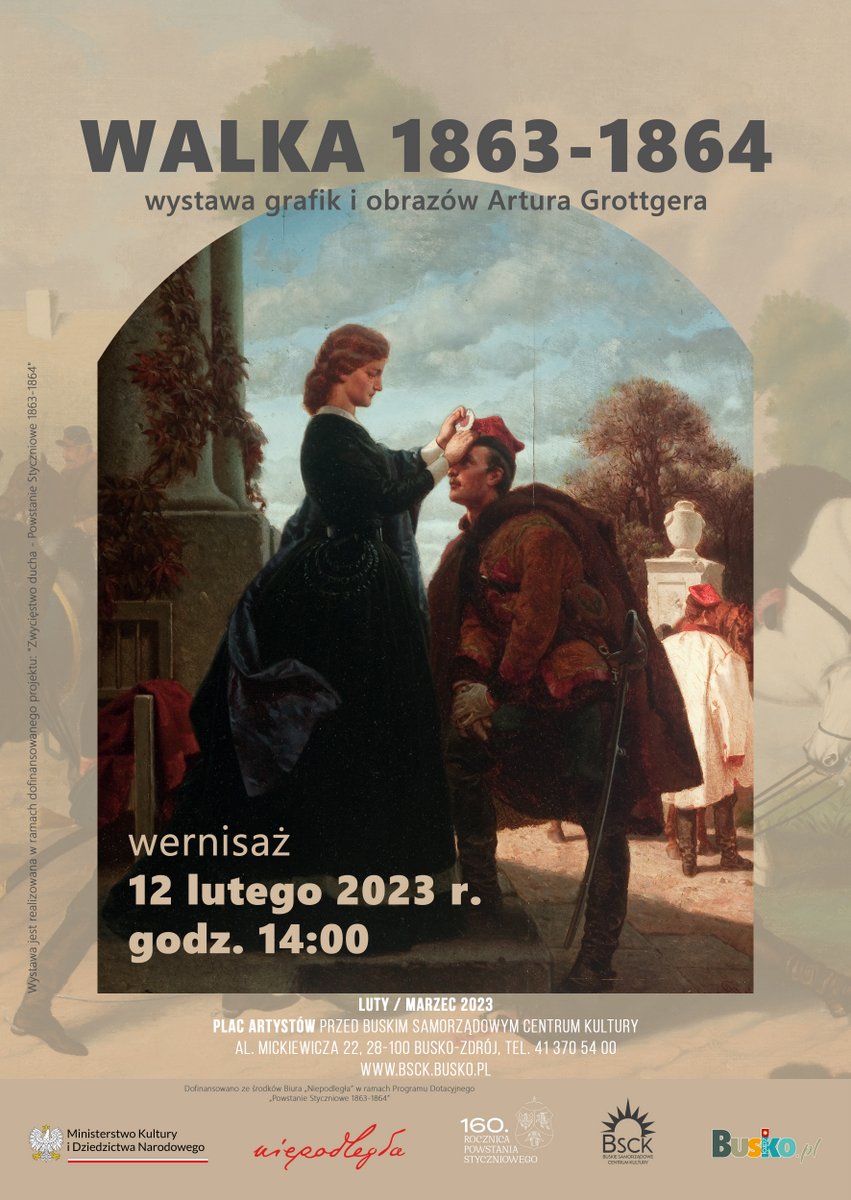 plakat promujący wystawę reprodukcji prac Grottgera, przedstawia jedno z dzieł
