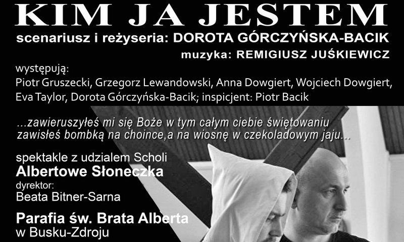 plakat promujący spektakl Teatru Katharsis, przedstawia scenę ze spektaklu