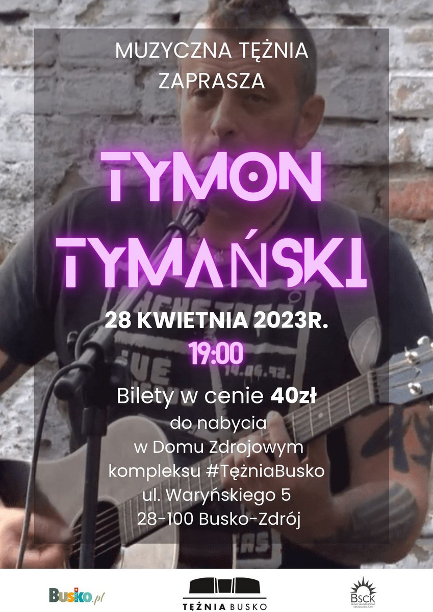 plakat promujący koncert Tymona Tymańskiego, zdjęcie artysty